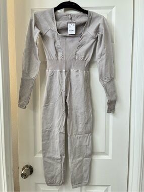 Free People Grey Long Sleeve Jumpsuit